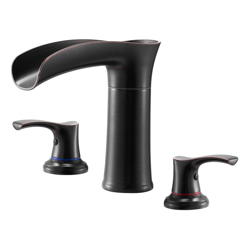 VEVOR Roman Tub Faucet, 3 Hole Waterfall Bathtub Faucet, Zinc Alloy Bath Tubs Faucets Set with 2 Handles, Deck Mount Bath Tub Faucets Set for Pet Washing, Baby Care, Adult Bathing, Oil-Rubbed Bronze