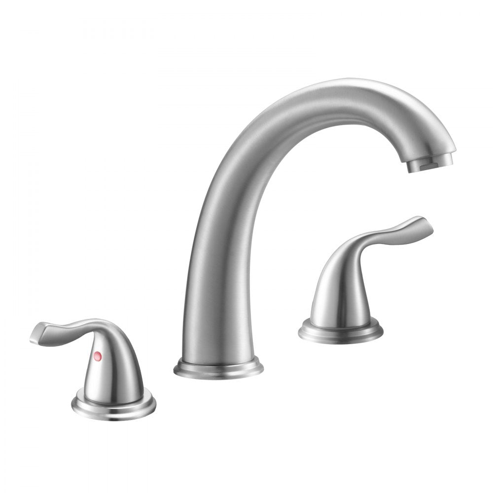 VEVOR Roman Tub Faucet, 3 Hole Waterfall Bathtub Faucet, Gooseneck Bath Tubs Faucets Set with 2 Handles, Roman Tub Faucets Deck Mount for Adult Bathing, Brushed Stainless Steel, High Arc Spout
