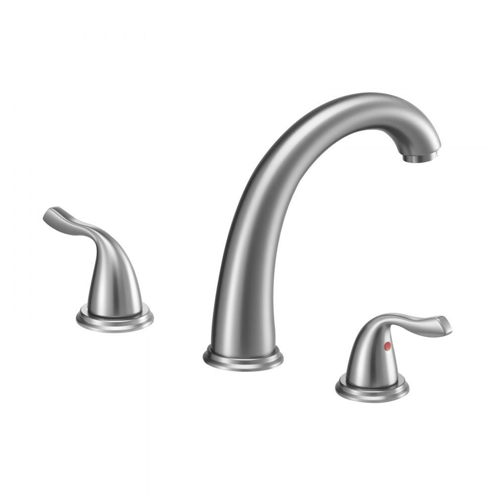 VEVOR Roman Tub Faucet, 3 Hole Waterfall Bathtub Faucet, Gooseneck Bath Tubs Faucets Set with 2 Handles, Roman Tub Faucets Deck Mount for Adult Bathing, Brushed Stainless Steel, High Arc Spout