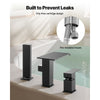 VEVOR Roman Tub Faucet, 3 Hole Waterfall Bathtub Faucet, Roman Bathtub Faucets Set with Shower Head & 1 Handle, Deck Mount Bath Tub Faucets Set for Pet Washing, Baby Care, Adult Bathing, Matte Black