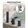 VEVOR Roman Tub Faucet, 3 Hole Waterfall Bathtub Faucet, Widespread Roman Tub Faucets with Shower Head & 1 Handle, Romans Bathtub Faucets for Pet Washing, Adult Bathing, Matte Black, Dual Water Flow