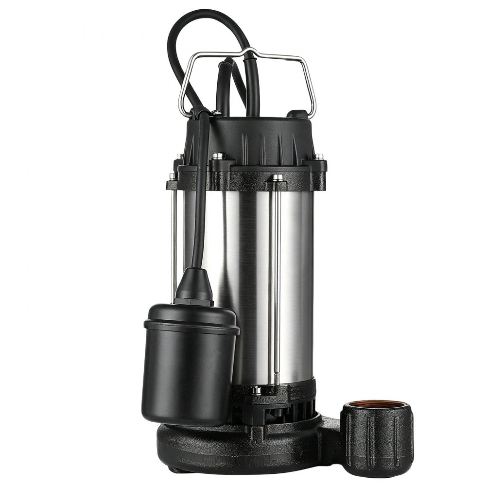 VEVOR Submersible Sump Pump 1 HP 5300 GPH Max Stainless Steel Sewage Pump, for Basement Septic Tank Residential Effluent, with Automatic Tethered Float Switch, 1.5-Inch NPT Discharge, 36 ft Max Lift