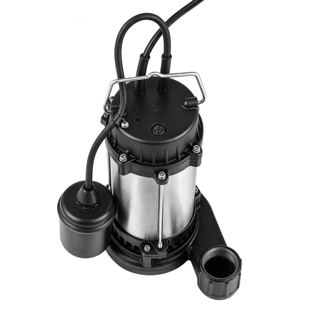 VEVOR Submersible Sump Pump 1 HP 5300 GPH Max Stainless Steel Sewage Pump, for Basement Septic Tank Residential Effluent, with Automatic Tethered Float Switch, 1.5-Inch NPT Discharge, 36 ft Max Lift