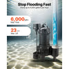 VEVOR Submersible Sewage Pump, 3/4 HP, 6000 GPH Cast Iron Sewage/Effluent Pump with Automatic Tethered Float Switch, 2-Inch NPT Discharge, 120V, 23 ft Max Lift, for Basement, Septic Tank, Residential