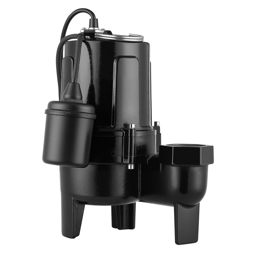 VEVOR Submersible Sump Pump 1/2 HP 6900 GPH Cast Iron Sewage/Effluent Pump, for Basement Septic Tank Residential, Automatic Tethered Float Switch, 2-Inch NPT Discharge, 20 ft Lift, IPX8 Waterproof