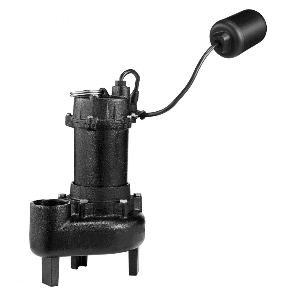 VEVOR Submersible Sewage Pump, 1/2 HP, 4800 GPH Cast Iron Sewage/Effluent Pump with Automatic Tethered Float Switch, 2-Inch NPT Discharge, 120V, 20 ft Max Lift, for Basement, Septic Tank, Residential