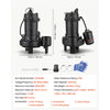 VEVOR Submersible Sump Pump 1.3 HP 5100 GPH Cast Iron Sewage/Effluent Pump, for Basement Septic Tank Residential, Automatic Tethered Float Switch, 2-Inch NPT Discharge, 40 ft Lift, IPX8 Waterproof