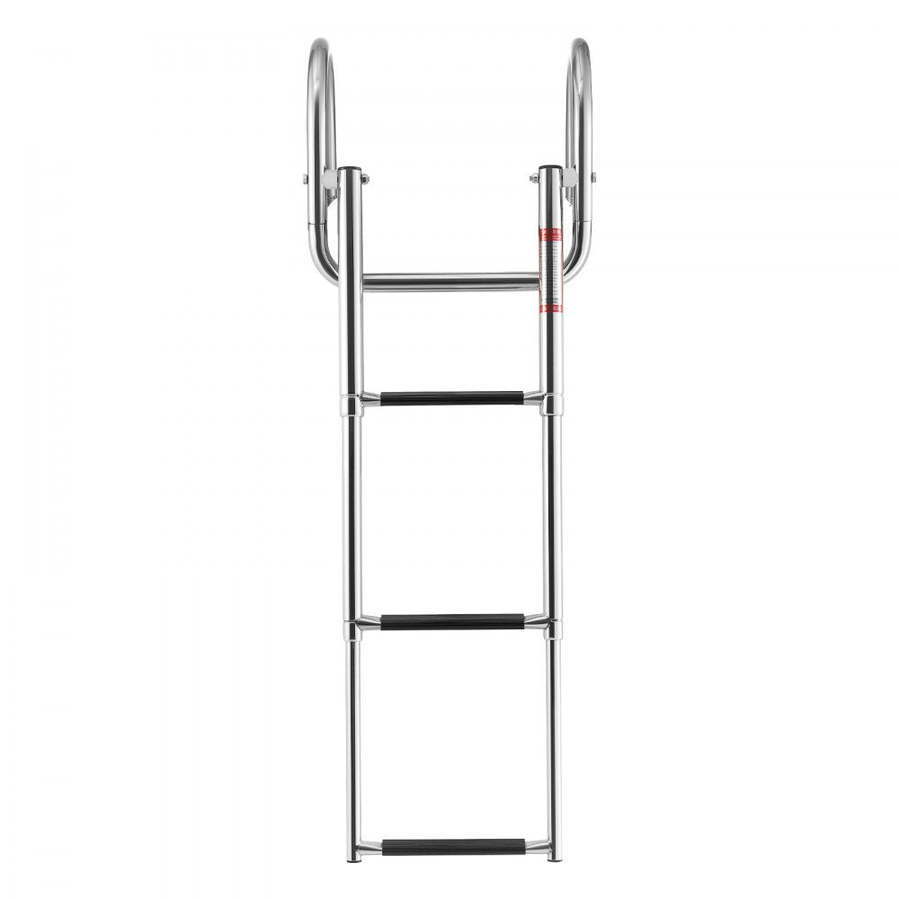 VEVOR Boat Ladder, 3 Steps, Stainless Steel Telescoping Folding Swim Deck Ladder for Rear Entry Inboard, 600 lbs Capacity with Wide Anti-Slip Steps & Handrails, for Outboards, Yacht, Pontoon Boats