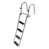 VEVOR Boat Ladder, 4 Steps, Stainless Steel Telescoping Folding Swim Deck Ladder for Rear Entry Inboard, 600lbs Capacity with Extra Wide Anti-Slip Steps & Handrails, for Outboards, Yacht, Pontoon Boat