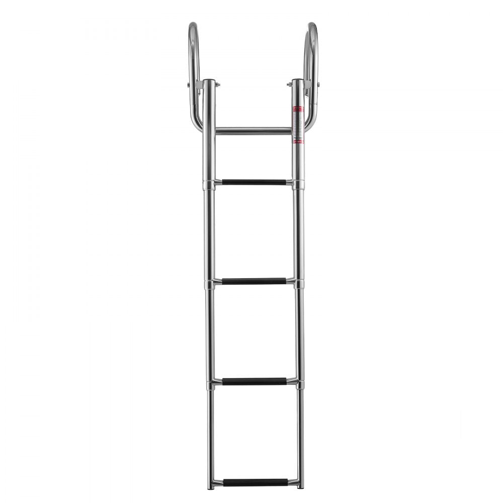 VEVOR Boat Ladder, 4 Steps, Stainless Steel Telescoping Folding Swim Deck Ladder for Rear Entry Inboard, 600 lbs Capacity with Wide Anti-Slip Steps & Handrails, for Outboards, Yacht, Pontoon Boats
