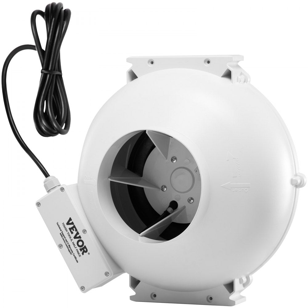 VEVOR 4 to 4.5 inch Radon Mitigation Fan System, Quiet 380 CFM Radon Mitigation Kit with 2 Couplers, Waterproof Radon Fan Electric Inline Duct Fan Exhaust Fan for Indoor Outdoor Ventilation