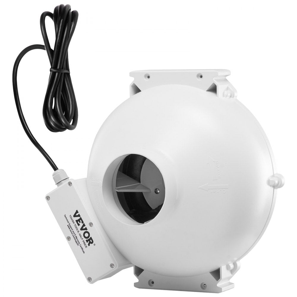 VEVOR 4 to 4.5 inch Radon Fan Installation Kit, Quiet 260CFM Radon Mitigation Fan System Kit with 2 Couplers, Pressure Indicator, Waterproof Inline Duct Fan Exhaust Fan for Indoor Outdoor Ventilation