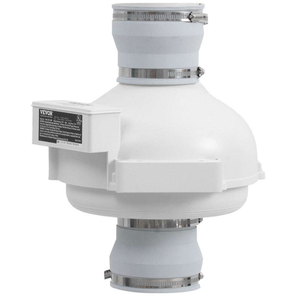 VEVOR 4 to 4.5 inch Radon Fan Installation Kit, Quiet 260CFM Radon Mitigation Fan System Kit with 2 Couplers, Pressure Indicator, Waterproof Inline Duct Fan Exhaust Fan for Indoor Outdoor Ventilation