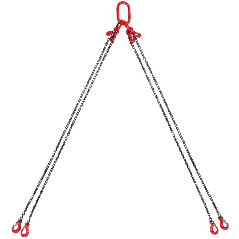 VEVOR Chain Sling, 1/4 inch x 5 ft Lifting Chains with Hooks, G80 Engine Chain Hoist Lifts, 6600 lbs/3 Ton Lifting Sling Chains for Engine Hoist, Engine Lift Chain with 4 Leg Grab Hooks and Adjusters