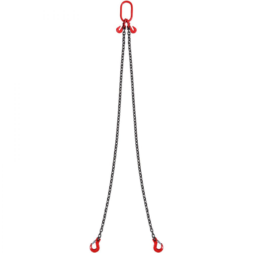VEVOR Chain Sling, 5/16 inch x 6 ft Lifting Chains with Hooks, G80 Engine Chain Hoist Lifts, 6600 lbs/3 Ton Lifting Sling Chains for Engine Hoist, Engine Lift Chain with 2 Leg Grab Hooks and Adjusters