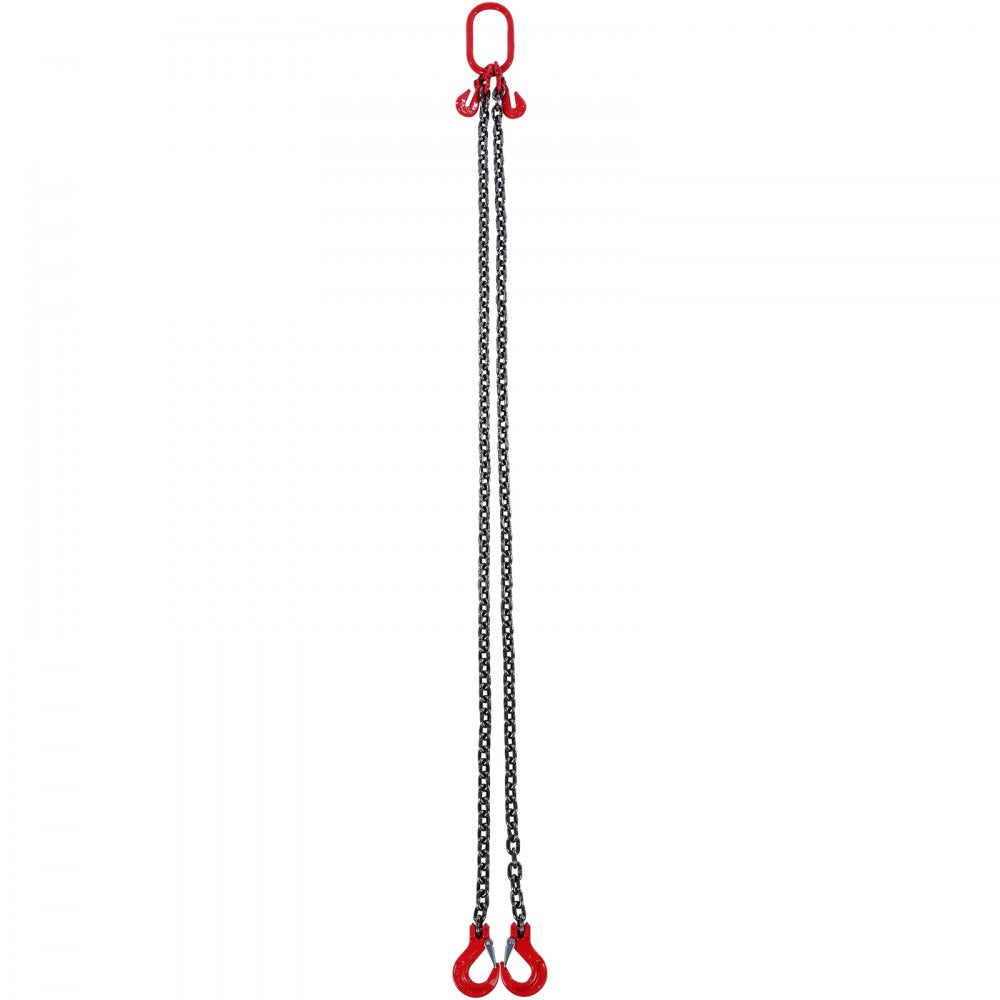 VEVOR Chain Sling, 5/16 inch x 6 ft Lifting Chains with Hooks, G80 Engine Chain Hoist Lifts, 6600 lbs/3 Ton Lifting Sling Chains for Engine Hoist, Engine Lift Chain with 2 Leg Grab Hooks and Adjusters