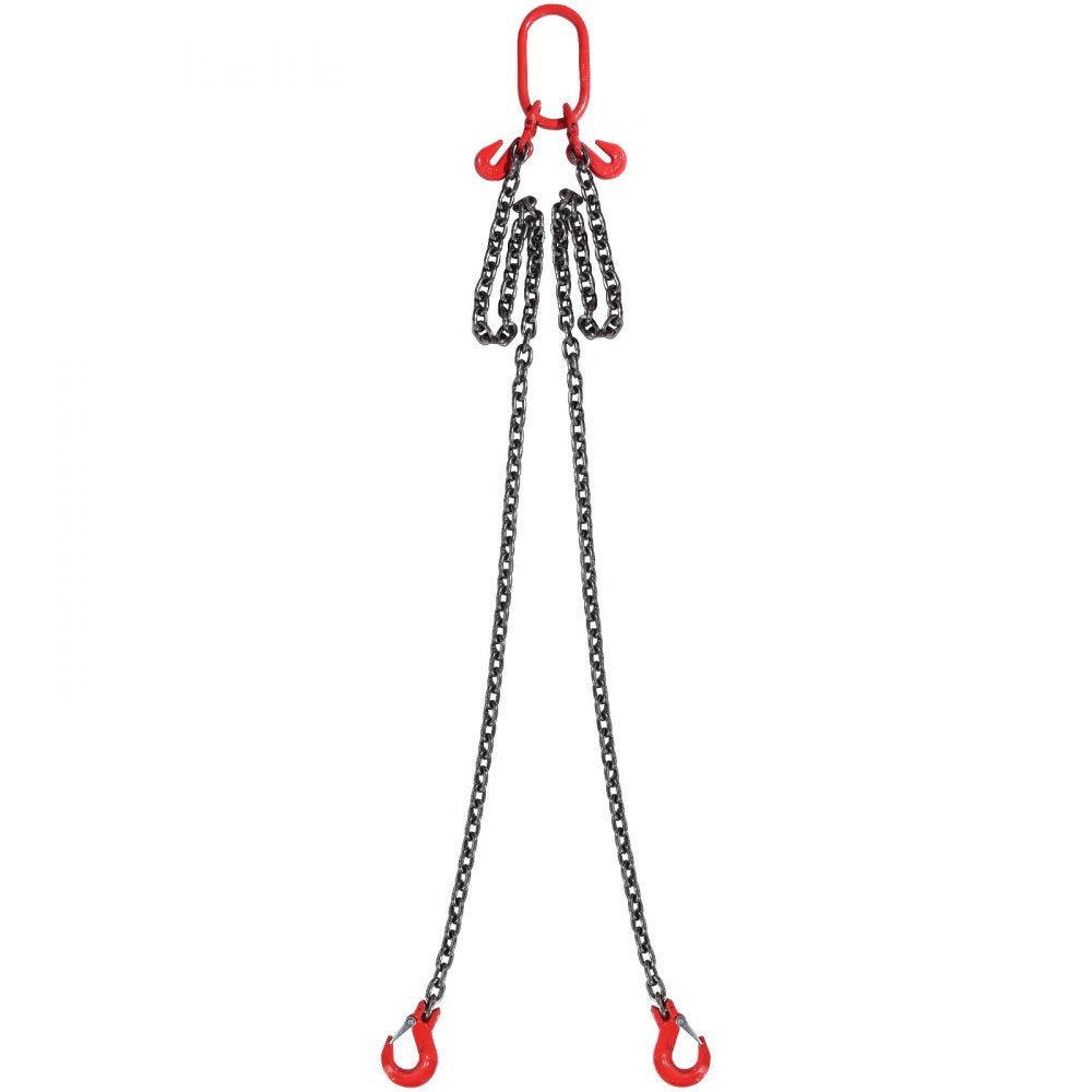 VEVOR Chain Sling, 5/16 inch x 6 ft Lifting Chains with Hooks, G80 Engine Chain Hoist Lifts, 6600 lbs/3 Ton Lifting Sling Chains for Engine Hoist, Engine Lift Chain with 2 Leg Grab Hooks and Adjusters