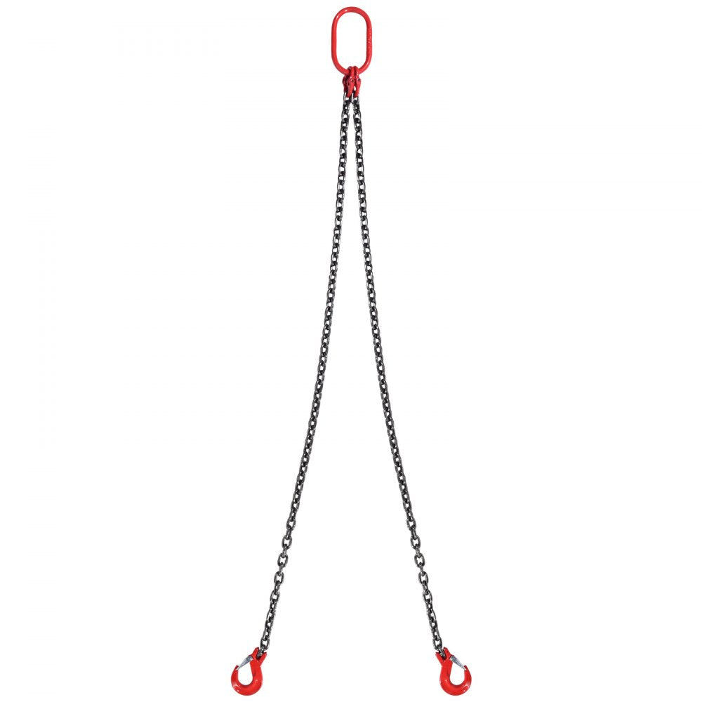 VEVOR Chain Sling, 5/16 inch x 5 ft Lifting Chains with Hooks, G80 Engine Chain Hoist Lifts, 6600 lbs/3 Ton Capacity Lifting Sling Chains for Engine Hoist, Engine Lift Chain with 2 Leg Grab Hooks