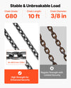 VEVOR Chain Sling, 3/8 in x 10 ft Lifting Chains with 4 Leg Grab Hooks, Heavy Duty G80 Alloy Steel Lifting Sling, 22900LBS Capacity, Adjustable Engine Chain Hoist Lifts for Cargo Security Towing