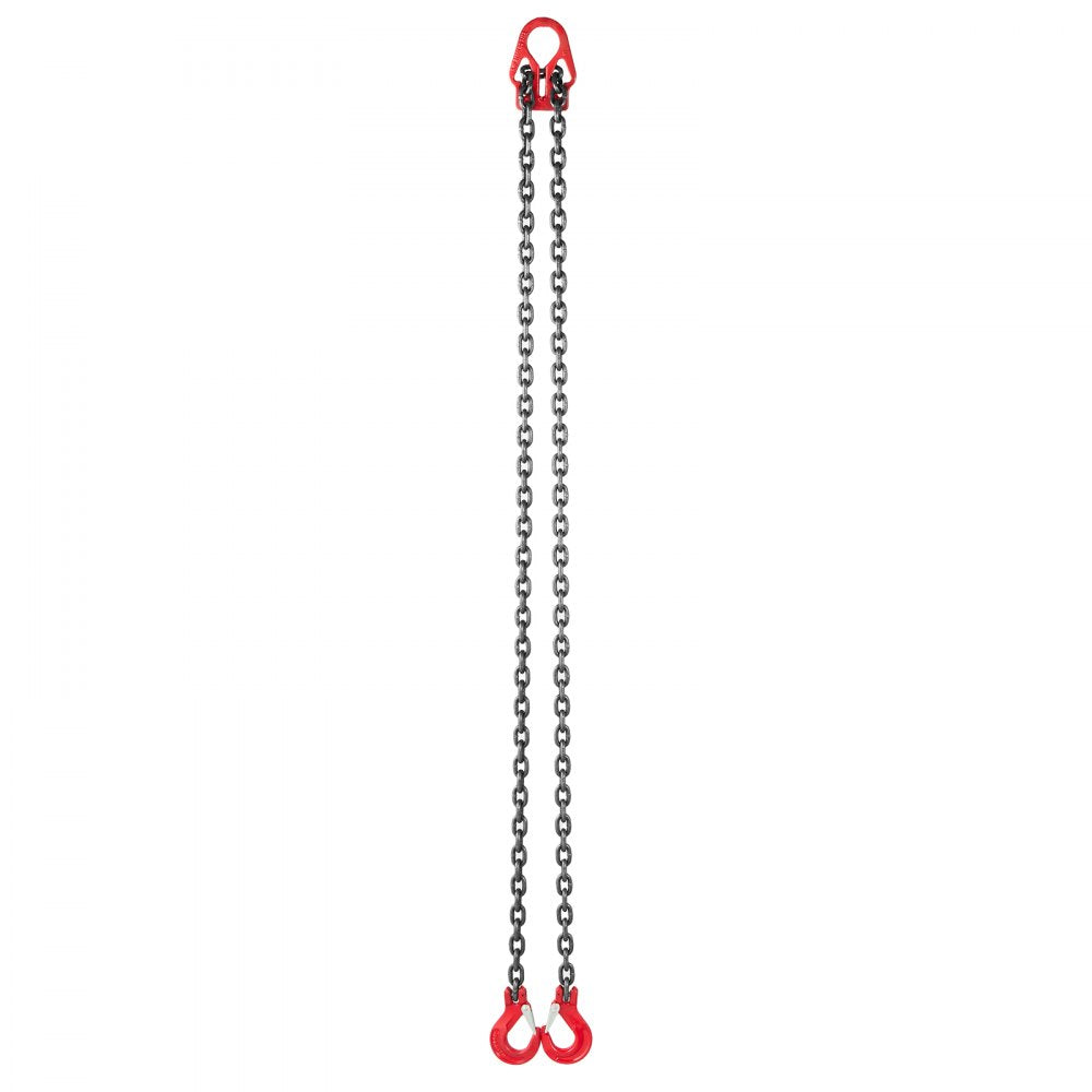 VEVOR Chain Sling, 5/16 in x 10 ft Lifting Chains with 2 Leg Grab Hooks, Heavy Duty G80 Alloy Steel Lifting Sling, 7000LBS Capacity, Adjustable Engine Chain Hoist Lifts for Cargo Security Towing