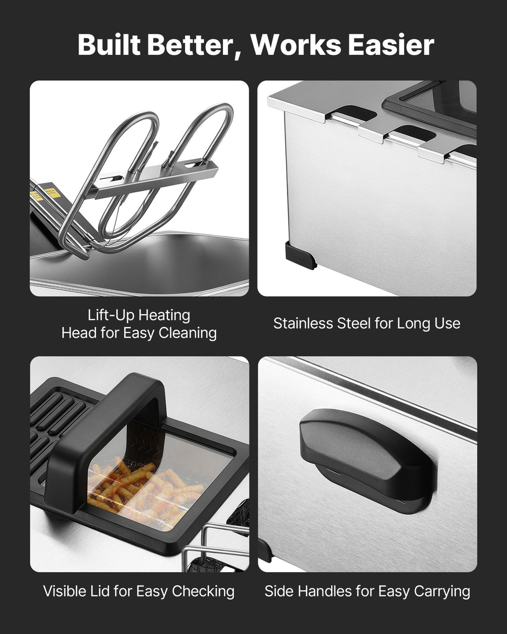 VEVOR Commercial Electric Deep Fryer, 9.51 Qt, 1700W Stainless Steel Countertop Fryer with Large & Small Baskets, Overheat Protection, Temp Control, Timer, Detachable for Home Restaurant Use, Silver