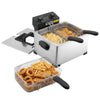 VEVOR Commercial Electric Deep Fryer, 9.51 Qt, 1700W Stainless Steel Countertop Fryer with Large & Small Baskets, Overheat Protection, Temp Control, Timer, Detachable for Home Restaurant Use, Silver