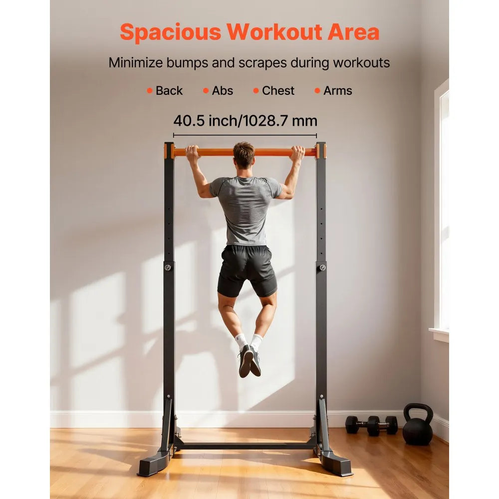 VEVOR Pull Up Bar, 330LBS Capacity Portable Pullup Bar Station, Pullup Bars Free Standing with H-Frame Structure & Heavy-Duty Steel Tube, 8 Level Height Adjustment Gravity Fitness for Arms Back Chest
