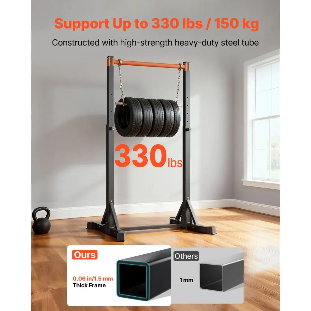 VEVOR Pull Up Bar, 330LBS Capacity Portable Pullup Bar Station, Pullup Bars Free Standing with H-Frame Structure & Heavy-Duty Steel Tube, 8 Level Height Adjustment Gravity Fitness for Arms Back Chest