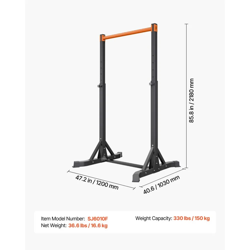 VEVOR Pull Up Bar, 330LBS Capacity Portable Pullup Bar Station, Pullup Bars Free Standing with H-Frame Structure & Heavy-Duty Steel Tube, 8 Level Height Adjustment Gravity Fitness for Arms Back Chest