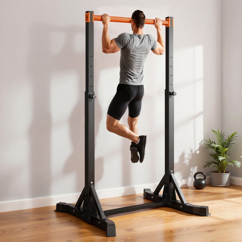 VEVOR Pull Up Bar, 330LBS Capacity Portable Pullup Bar Station, Pullup Bars Free Standing with H-Frame Structure & Heavy-Duty Steel Tube, 8 Level Height Adjustment Gravity Fitness for Arms Back Chest