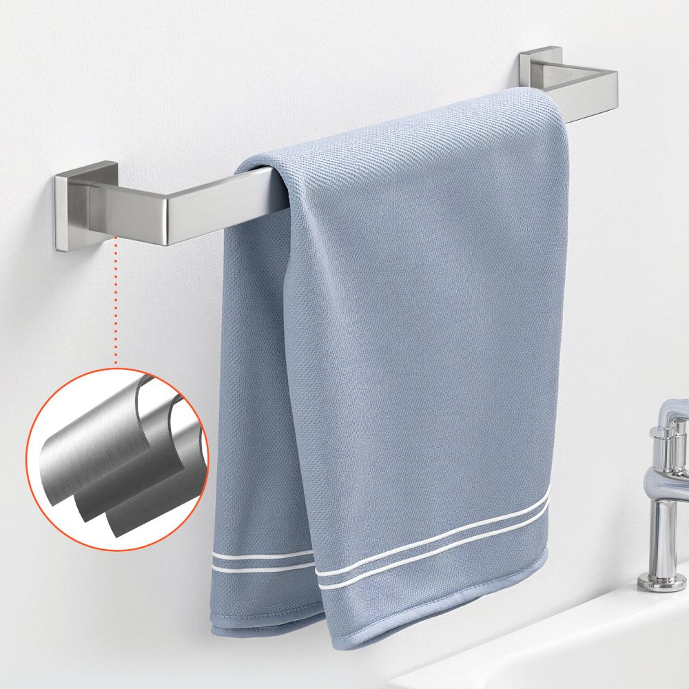 VEVOR Brushed Nickel Bathroom Hardware Set, 5 Pieces Bathroom Accessories Set, Stainless Steel 24 inch Towel Bar, Towel Rack, 2 Robe Towel Hooks, Toilet Paper Holder for Bath Room, Wall Mounted