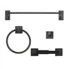 VEVOR Matte Black Bathroom Hardware Set, 4 Pieces Stainless Steel Bathroom Accessories Set, 24-inch Towel Bar, Towel Ring, Robe Towel Hook, Toilet Paper Holder, for Bath Room, Wall Mounted