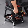 VEVOR Mechanic Stool, 300 lbs Capacity Garage Seat/Work Stool with Wheels, 360° Swivel Rolling Workshop Stool with Tool Tray and Screwdriver Rack, Heavy-Duty, for Garage, Shop & Auto Repair, Black