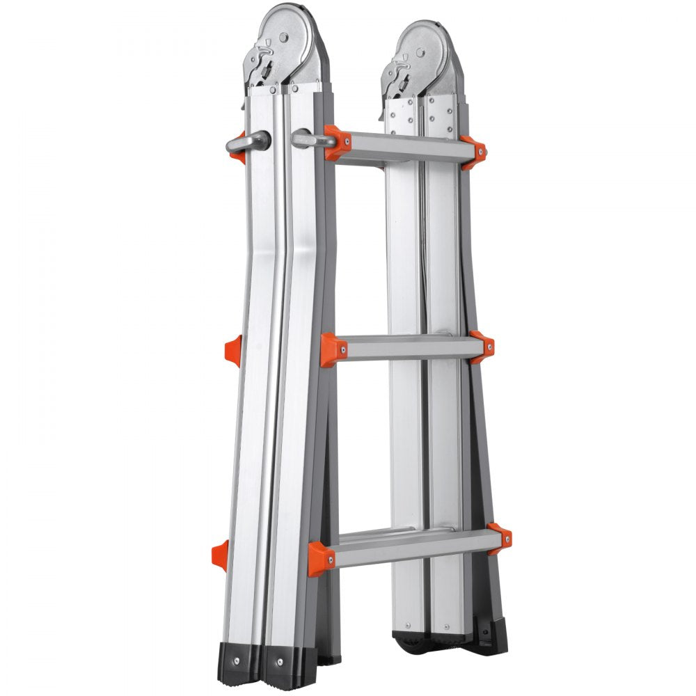VEVOR Telescoping Ladder A Frame, 9.5 FT Compact Aluminum Extension Ladder, Multi-Function Portable Collapsible RV Ladder, Telescopic Ladder for Homework Stairs Indoor Outdoor Roof, 330lb Load