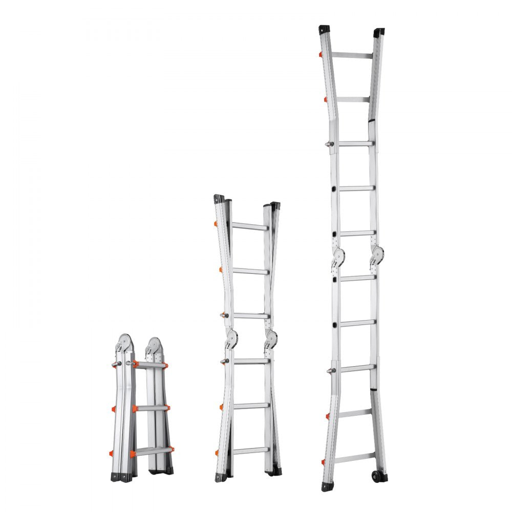 VEVOR Telescoping Ladder A Frame, 11 FT Compact Aluminum Extension Ladder, Multi-Function Portable Collapsible RV Ladder, Telescopic Ladder for Homework Stairs Indoor Outdoor Roof, 330lb Load