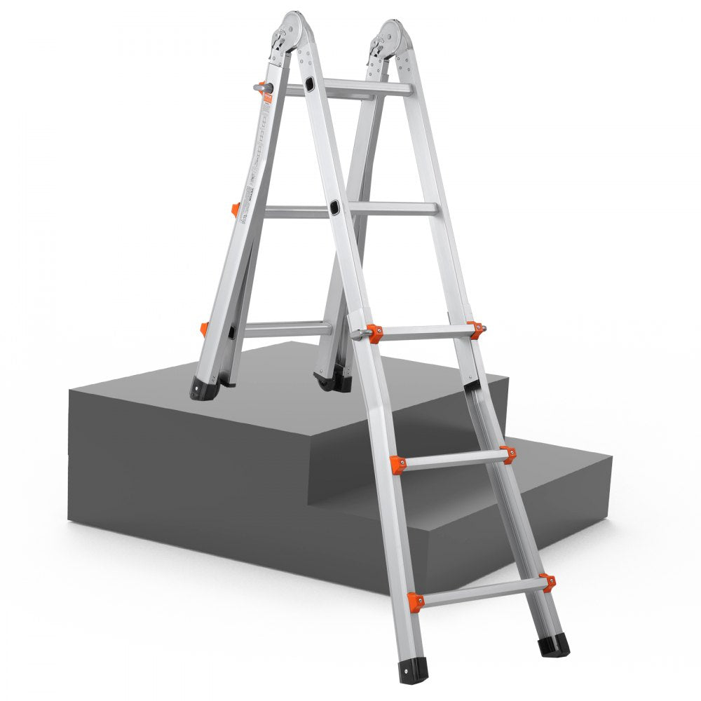 VEVOR Telescoping Ladder A Frame, 11 FT Compact Aluminum Extension Ladder, Multi-Function Portable Collapsible RV Ladder, Telescopic Ladder for Homework Stairs Indoor Outdoor Roof, 330lb Load