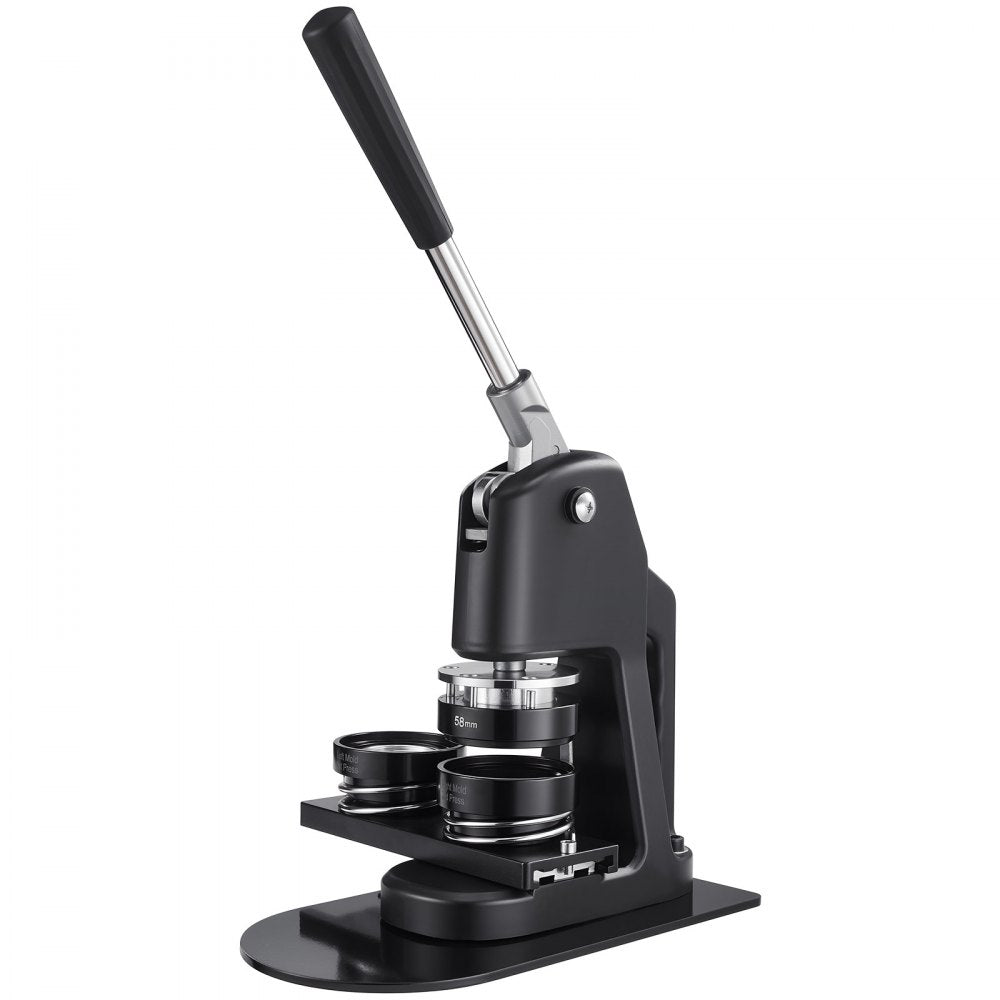 VEVOR Button Maker Machine, 1.26/2.28/2.95 inch 3-in-1, Plastic Pin Maker with 300pcs Button Parts, Circle Cutter and Magic Book, Reinforced Ergonomic Handle, for DIY Badges, Personalized Pins, Black