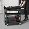 VEVOR 4-Tier Tool Cart with Wheels, 350 lbs Load Capacity, Rolling Work Cart with Drawer & Pegboard, Mechanic Tool Storage Organizer with Locking System for Garage, Warehouse and Repair Shop, Black