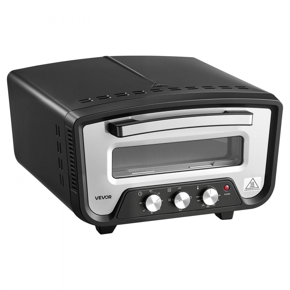 VEVOR Electric Pizza Oven, 12-Inch, Countertop Pizza Maker, 1700W, 805℉ for Home Kitchen Restaurants, Cold-Rolled Steel Shell, Independent Temp & Time Control, Commercial Pizzas Cooker with Stone