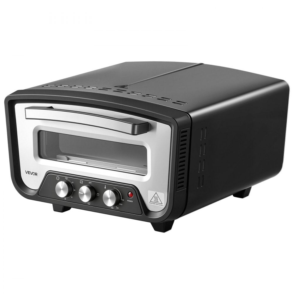 VEVOR Electric Pizza Oven, 12-Inch, Countertop Pizza Maker, 1700W, 805℉ for Home Kitchen Restaurants, Cold-Rolled Steel Shell, Independent Temp & Time Control, Commercial Pizzas Cooker with Stone