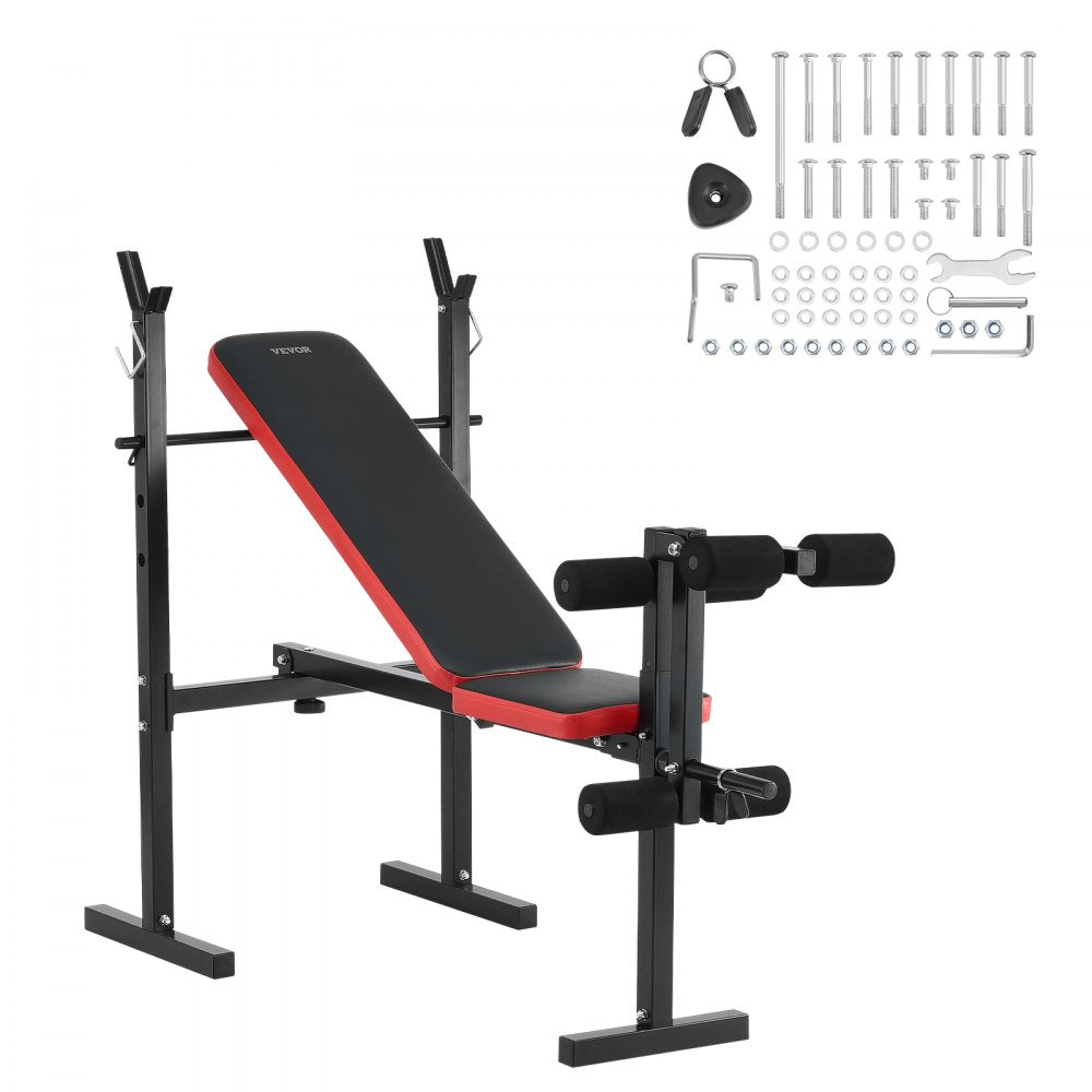 VEVOR Weight Bench, Multi-Functional Adjustable Weight Bench Press for Full Body Workout, 380lbs Exercise Sit up Bench for Home Gym Strength Training, Flat Bench with Quick Folding & Fast Adjustment