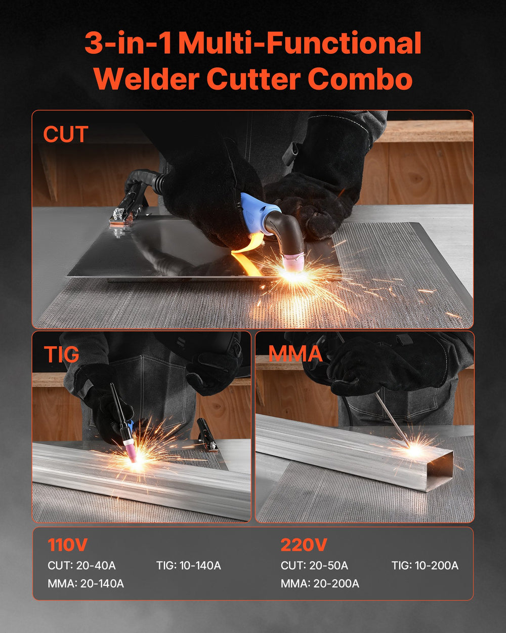 VEVOR 3-in-1 plasma cutter welder combo feature image 1