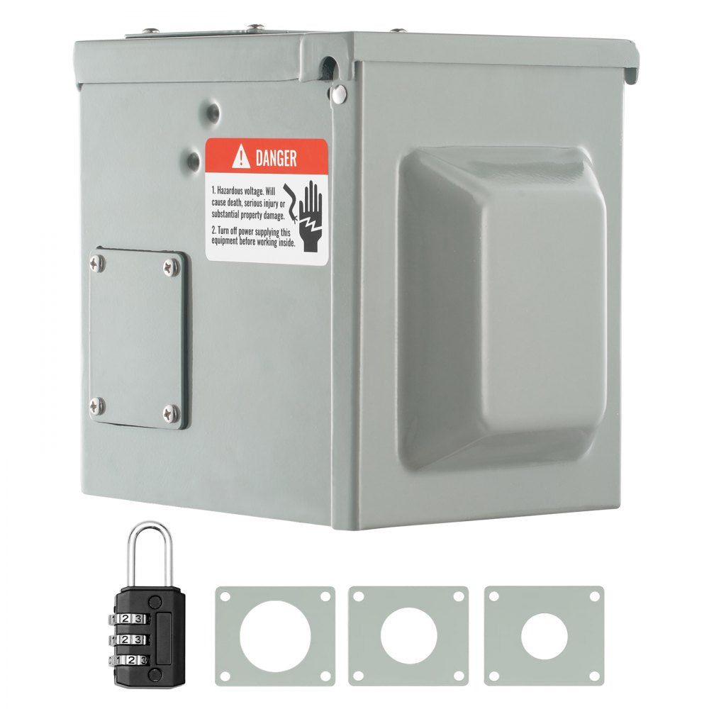 VEVOR 30 Amp RV Power Outlet Box, 125/250 Volt, Enclosed Lockable Outdoor RV Receptacle Box, NEMA TT-30R Weatherproof Electrical Panel, for RV Camper Trailer Motorhome Tested toStandards