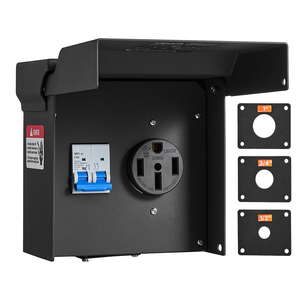 Vevor Electrical Outlet Box 50 Amp RV Power Box with Breaker NEMA 14-50R 250V Weatherproof New