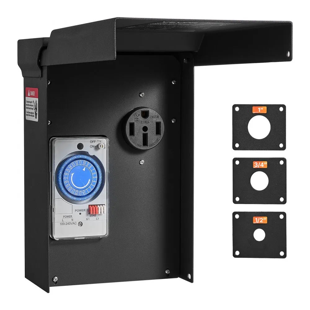 Vevor Power Outlet Box 50 Amp RV Outlet Box with Timer NEMA 14-50R 250V New