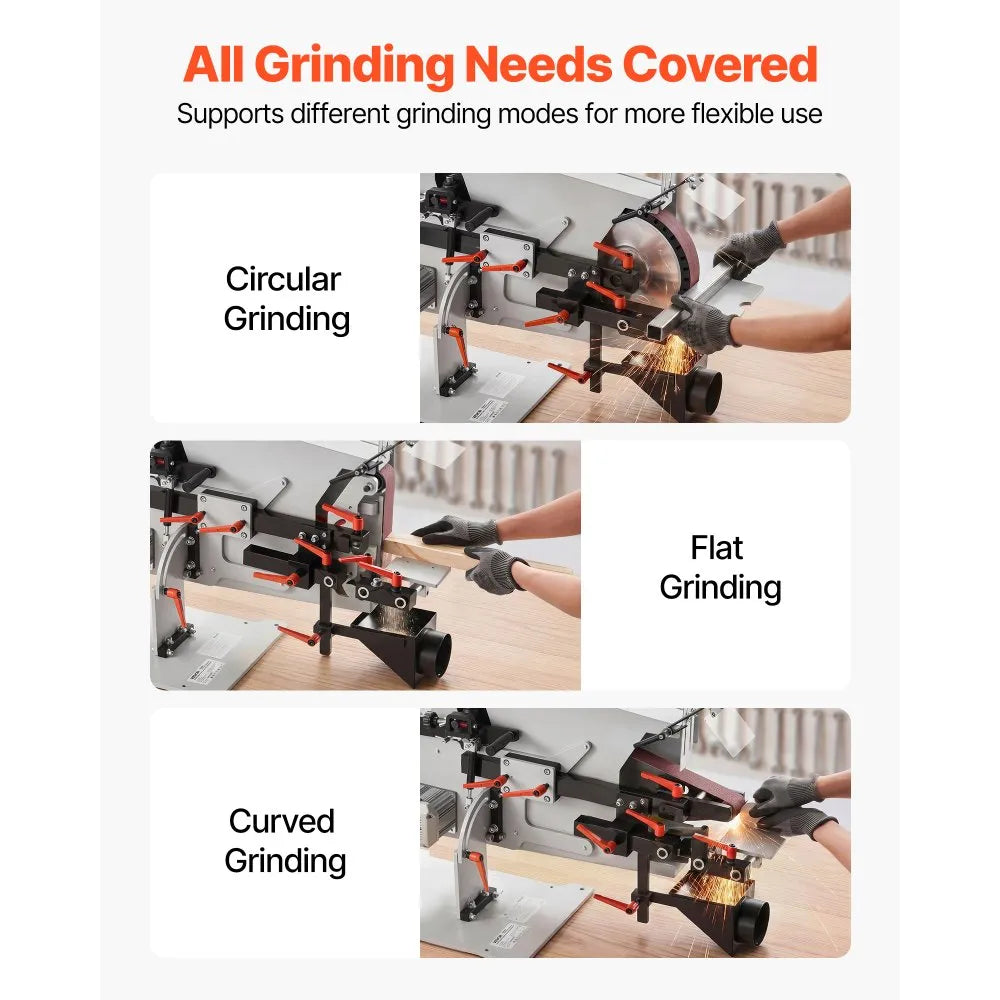 VEVOR Belt Grinder Sander with VFD, 72 x 2-Inch Variable Speed Belt Polisher, 1500W Knife Making Machine with 3 Grinding Modes & 3PCS Sanding Belts for Metalworking, Compatible with 72"-82" * 2" Belts