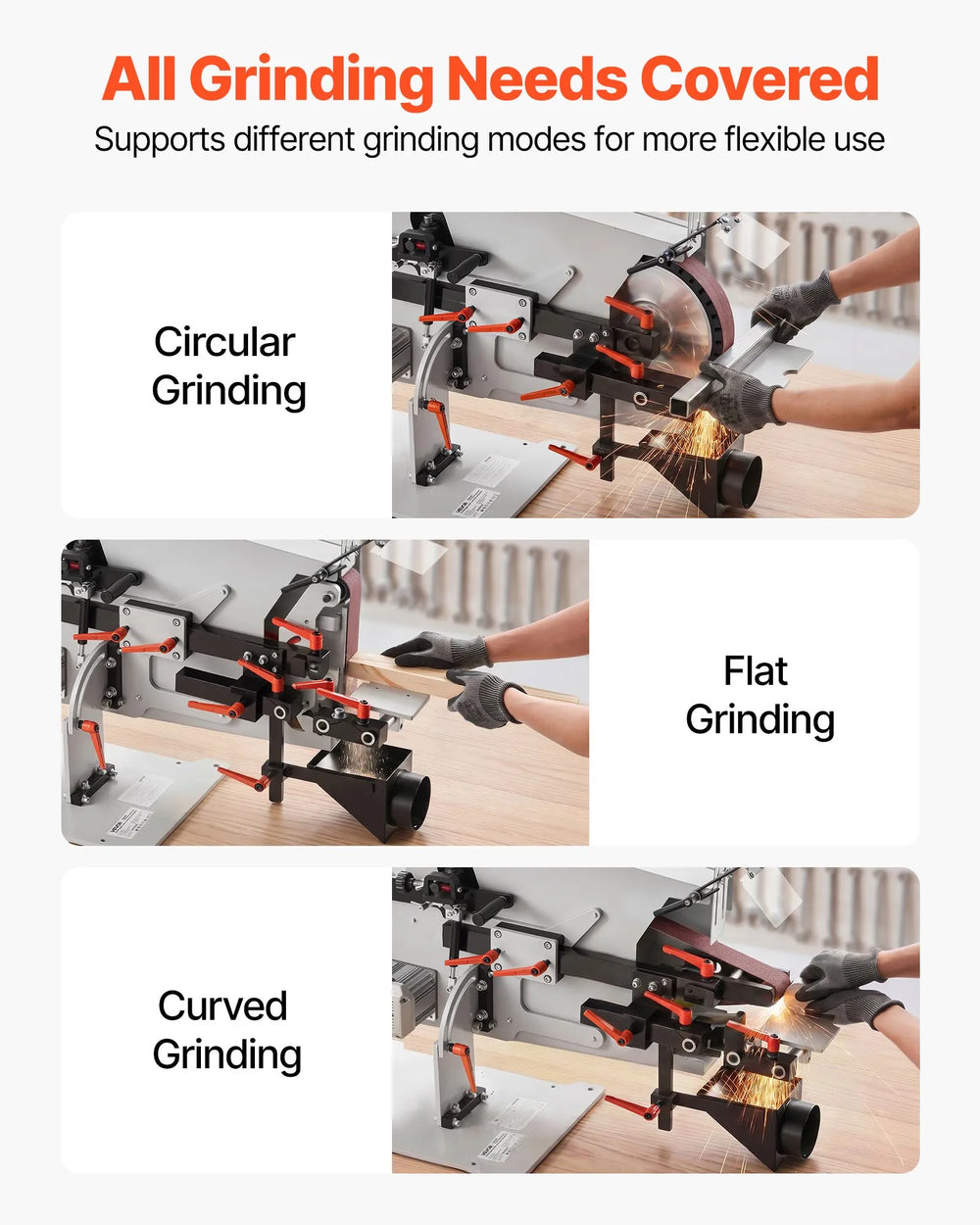 VEVOR Belt Grinder Sander with VFD, 72 x 2-Inch Variable Speed Belt Polisher, 1500W Knife Making Machine with 3 Grinding Modes & 3PCS Sanding Belts for Metalworking, Compatible with 72"-82" * 2" Belts