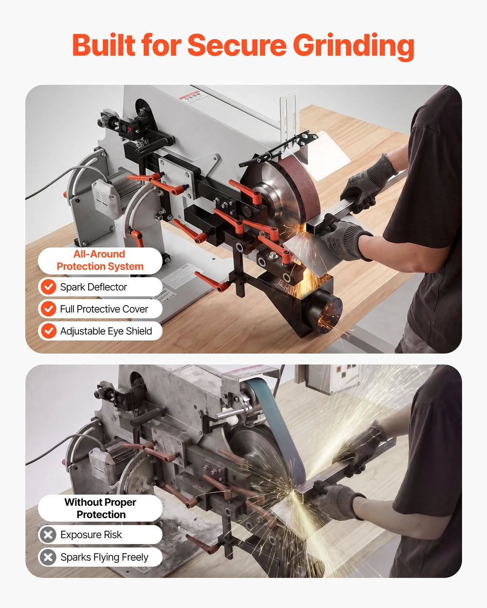 VEVOR Belt Grinder Sander with VFD, 72 x 2-Inch Variable Speed Belt Polisher, 1500W Knife Making Machine with 3 Grinding Modes & 3PCS Sanding Belts for Metalworking, Compatible with 72"-82" * 2" Belts