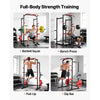 VEVOR Power Cage Power Rack, Multifunctional Barbell Squat Rack with Adjustable Height, Home Gym Strength Training Workout Equipment with J-Hooks & More Fitness Attachment for Bench Press Pull-Up Dips