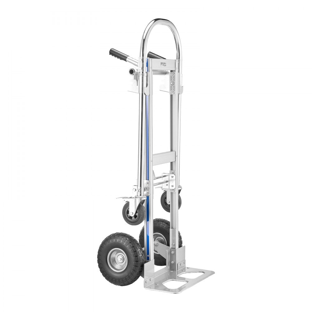 VEVOR 2 in 1 Hand Truck, 1000 lbs Load Capacity for 4-Wheel Mode, Convertible Hand Truck Dolly with Non-Slip Handle & Wheels, Portable Trolley Dolly for Moving Home, Office, Warehouse, Supermarket